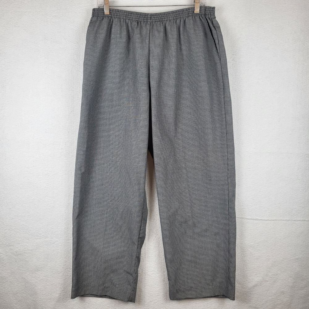 Alfred Dunner Woman Houndstooth Pants Gray Black‎ Elastic Waist Casual Size 16W
